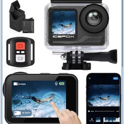 New-icefox i7 Action Camera 4K 60FPS 30MP with 2X 2150mAh Batteries, Underwater Camera with 5X Zoom, Waterproof, EIS, Powered by Snappro App, WiFi Rem