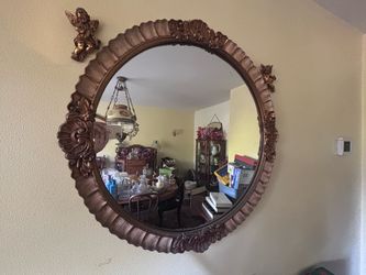 Round Vintage Gold Framed Mirror