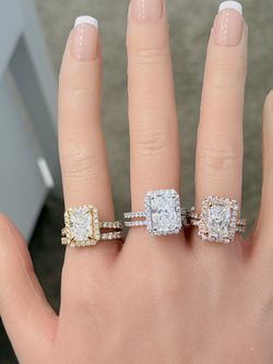 14KT VVS2/F 5.41Ctw Lab Diamond IGI Certified Bridal Ring Set 