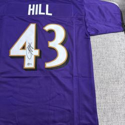 Justice Hill Signed Autograph Custom Jersey - Beckett Coa - Baltimore Ravens