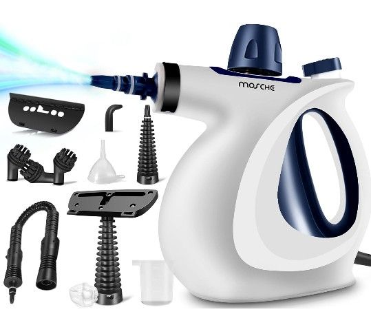 Handheld Pressurized Steam Cleaner with 11-Piece Accessory Set, Multi-Surface Steamer for Cleaning, All Natural Steam Cleaner for Home, Upholstery, Ca
