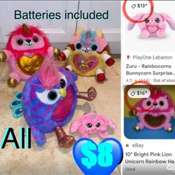$8 For all Bundle of Zuru Plushies/Stuff animals 1 talk make sounds batteries included