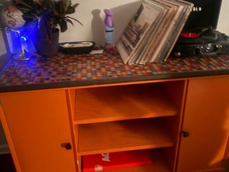 Orange Mosaic Top Credenza Sideboard