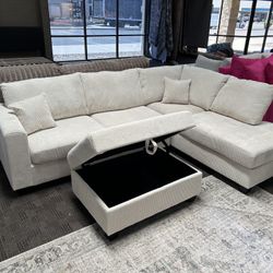 NEW Beige cream Corduroy Soft Sectional