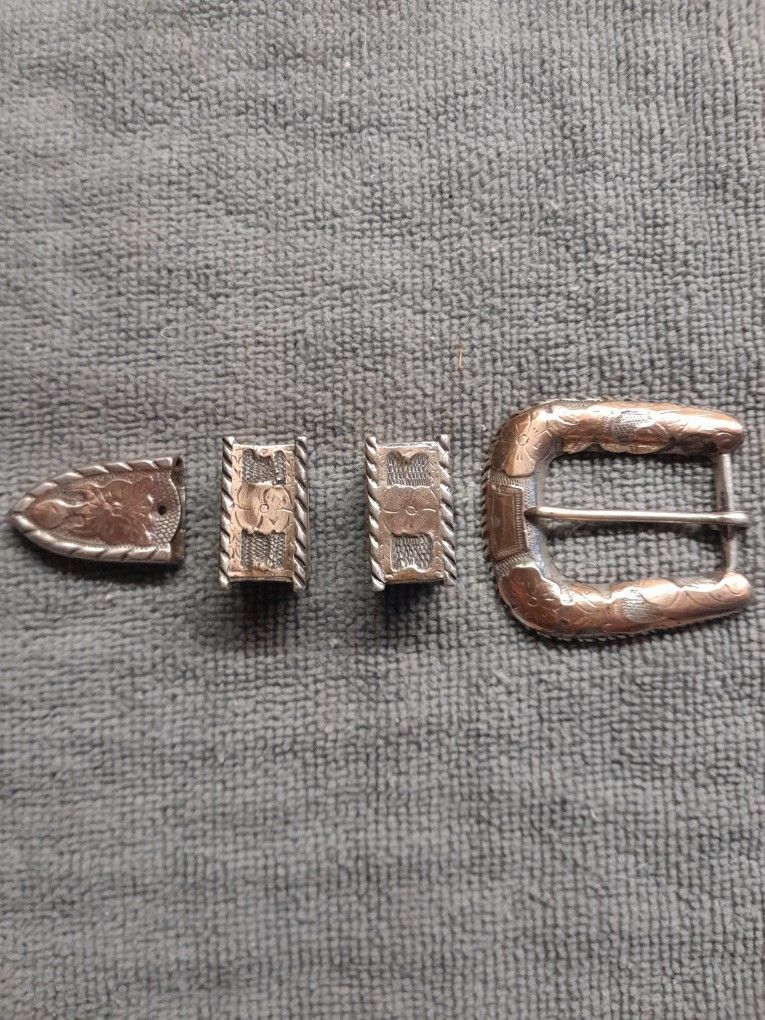 Vintage Ladies Cowgirl Silver And Gold Belt Buckles