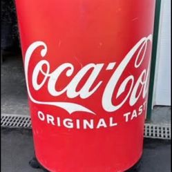 Coca-Cola Coke Rolling Ice Chest Cooler Barrel w/Wheels & Drain