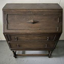 Antique Jacobean Style Oak Bureau Secretary Desk Eat 20th Century
