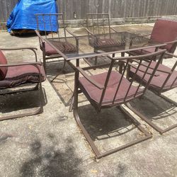 Outdoor Patio Set With Six Chairs And Cushions