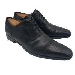 MAGNANNI Mens 'Galen' Cuero Calfskin Black Leather Oxfords Size 12 M Spain $450