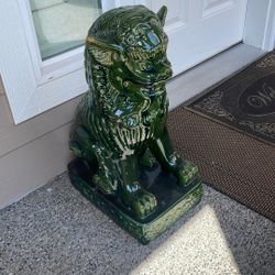 Hand Carved Green Foo Dog