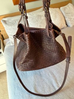 Brown Woven Leather Purse