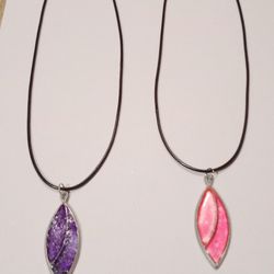 Purple Or Pink Baked Crystal Beaded Necklace 