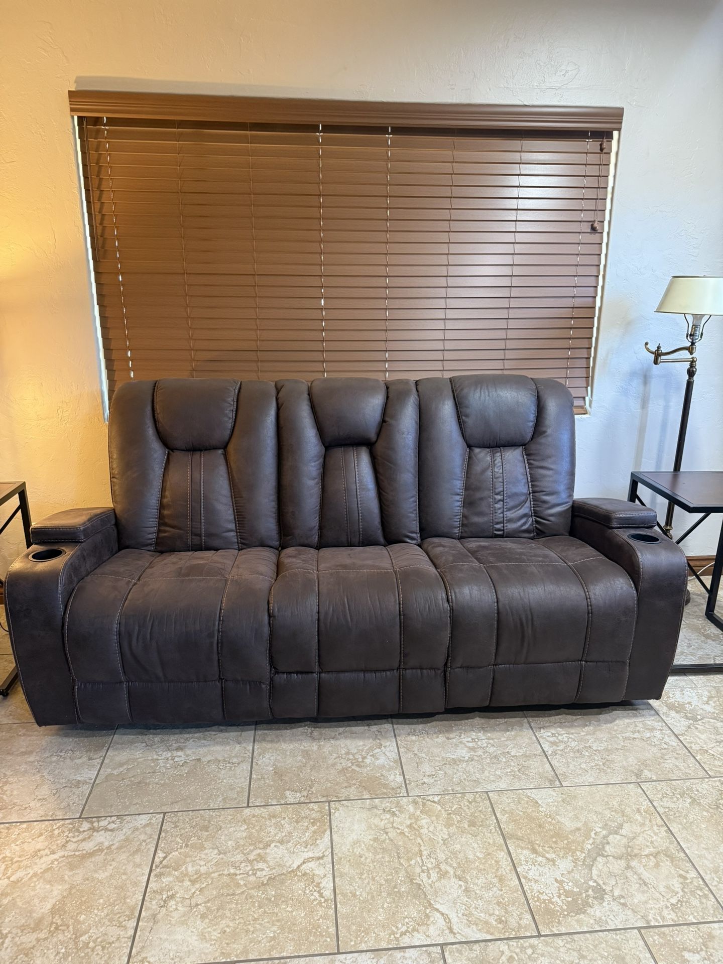 Jamestown Espresso reclining sofas and chair Set.