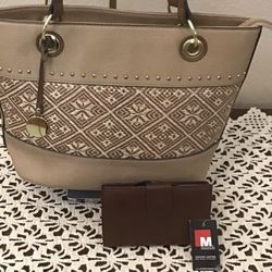 NWT/EUC Nicole Miller Handbag/Shoulder Bag & New Mundi Wallet Set