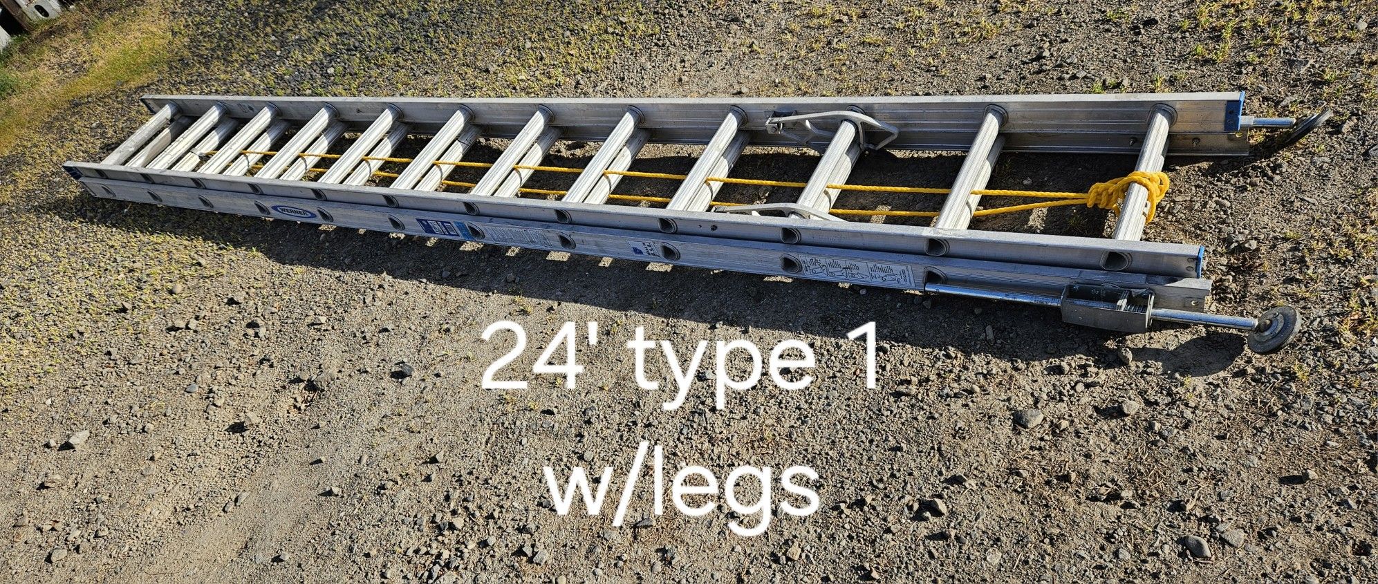 24' Werner aluminum ladder -type 1(250#)-w/spring loaded legs 