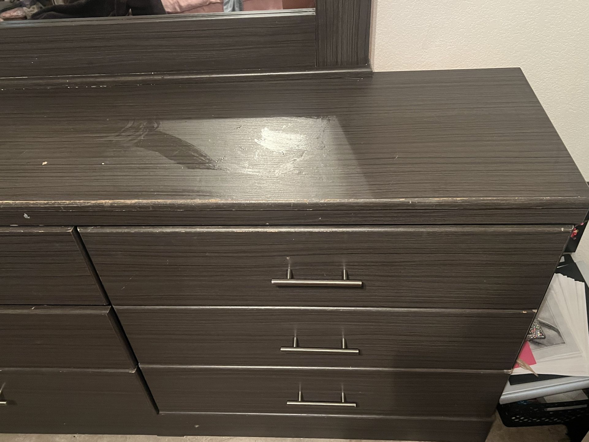 Big Dresser With Attached Mirror