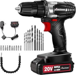 AVID POWER 20V MAX Lithium lon Cordless Drill, Power Drill Set with 3/8-Inch Keyless Chuck, Variable Speed, 16 Position and 22pcs Bits (Black)
