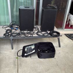 2 QSC K10.2 Powered Speakers With Gator Bag & Cables