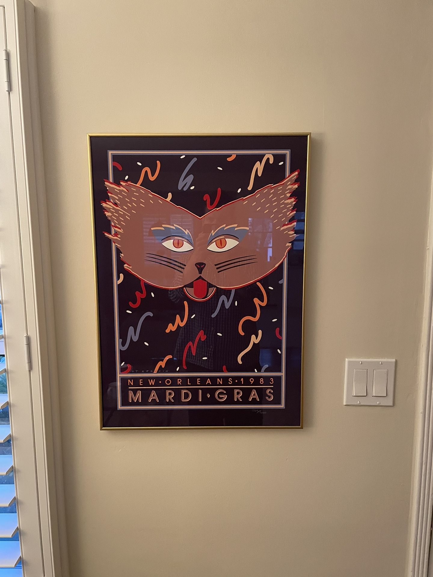 NEW ORLEANS MARDI GRAIS 1983 SIGNED ST GERMAIN NUMBERED PARTY CAT