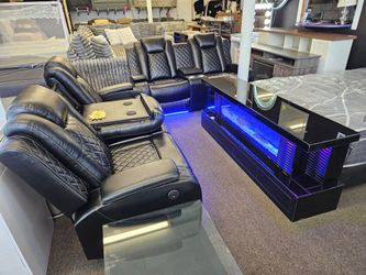 Combo Set Sofa, Love Seat Power Rwcliners W/ TV Console Bluetooth Speaker & LED $1995