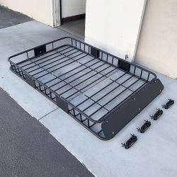 $145 (New) Universal roof rack 64x39 inch car top cargo basket carrier extension luggage holder 150lbs max 