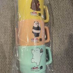 Kura We Bare Bears Limited Edition Cup Set (3) Brand New