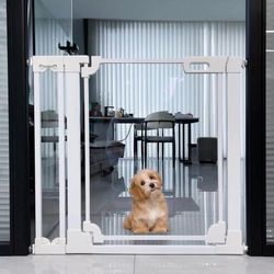 Clear Acrylic Baby Gate 29.52-37.79" Wide Indoor Pressure Mounted