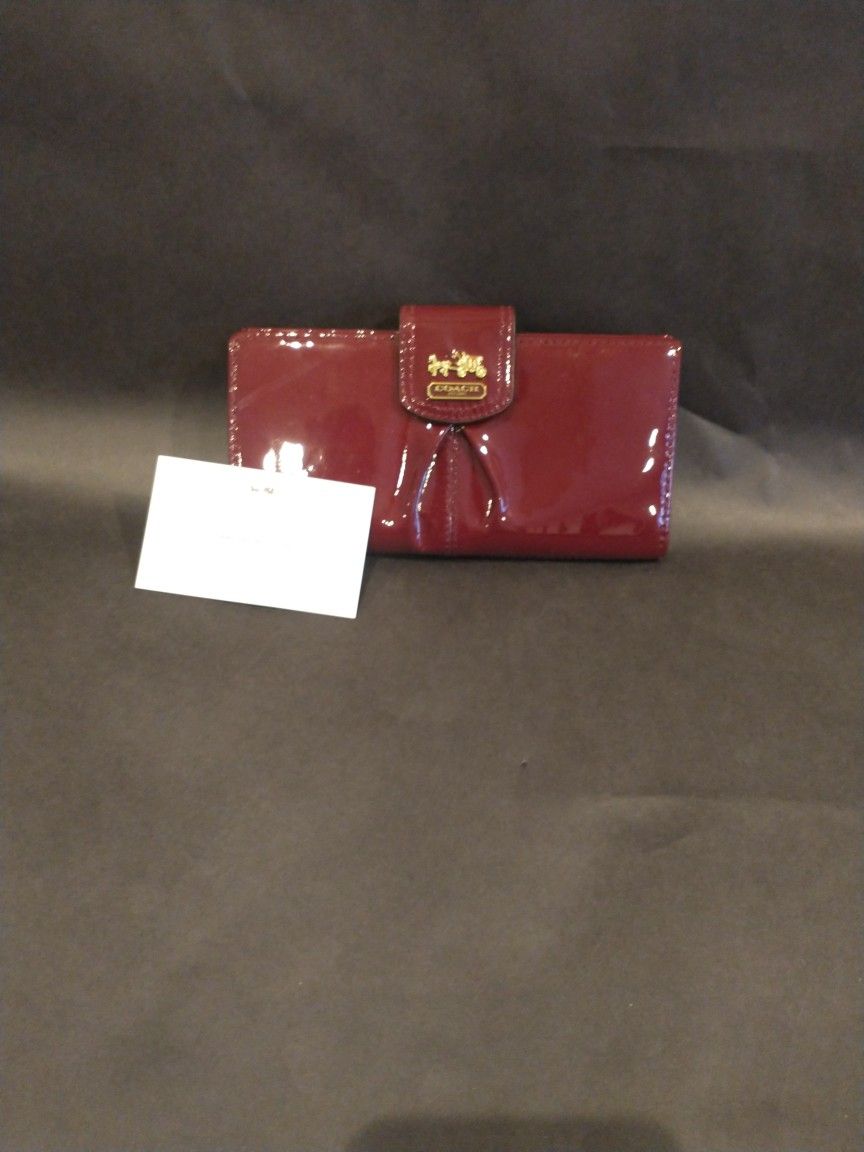 Coach patent leather snap wallet