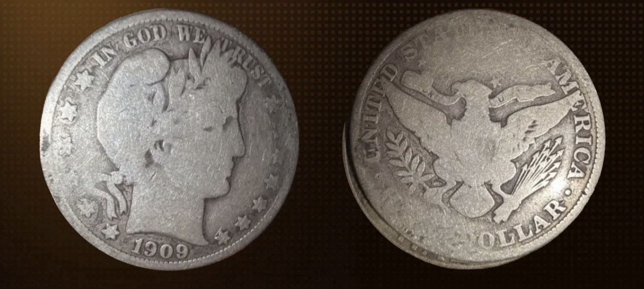 1909 90% Silver Barber Half Dollar 