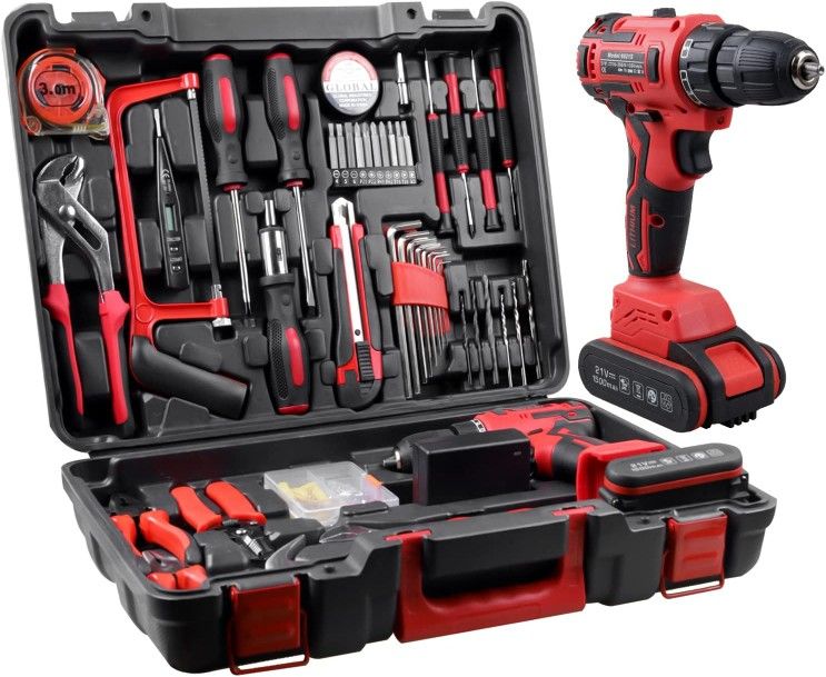 [g] Powerful Brushless Motor 21V Cordless Drill Set, 319 in-lb Torque, 0-1350RMP Variable