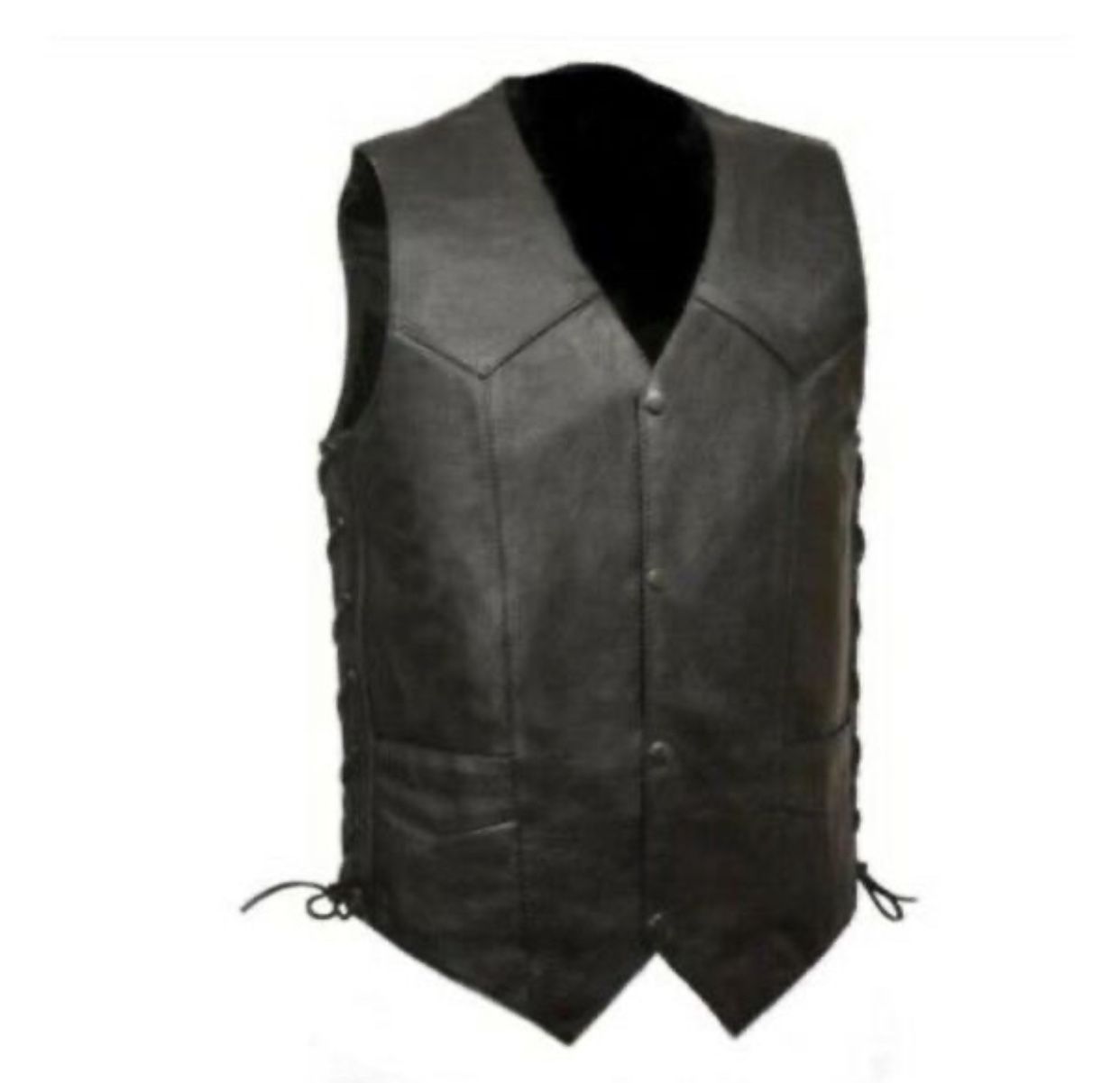 Men Side Laces Motorcycle Biker Concealed Carry Leather Vest S-7XL