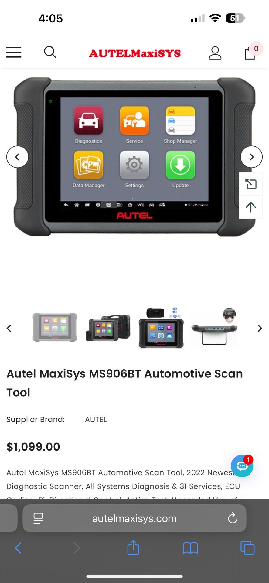 AUTEL MS906BT OBDII SCANNER BI-DIRECTIONAL COMPUTER NOT SNAP-on Snap On