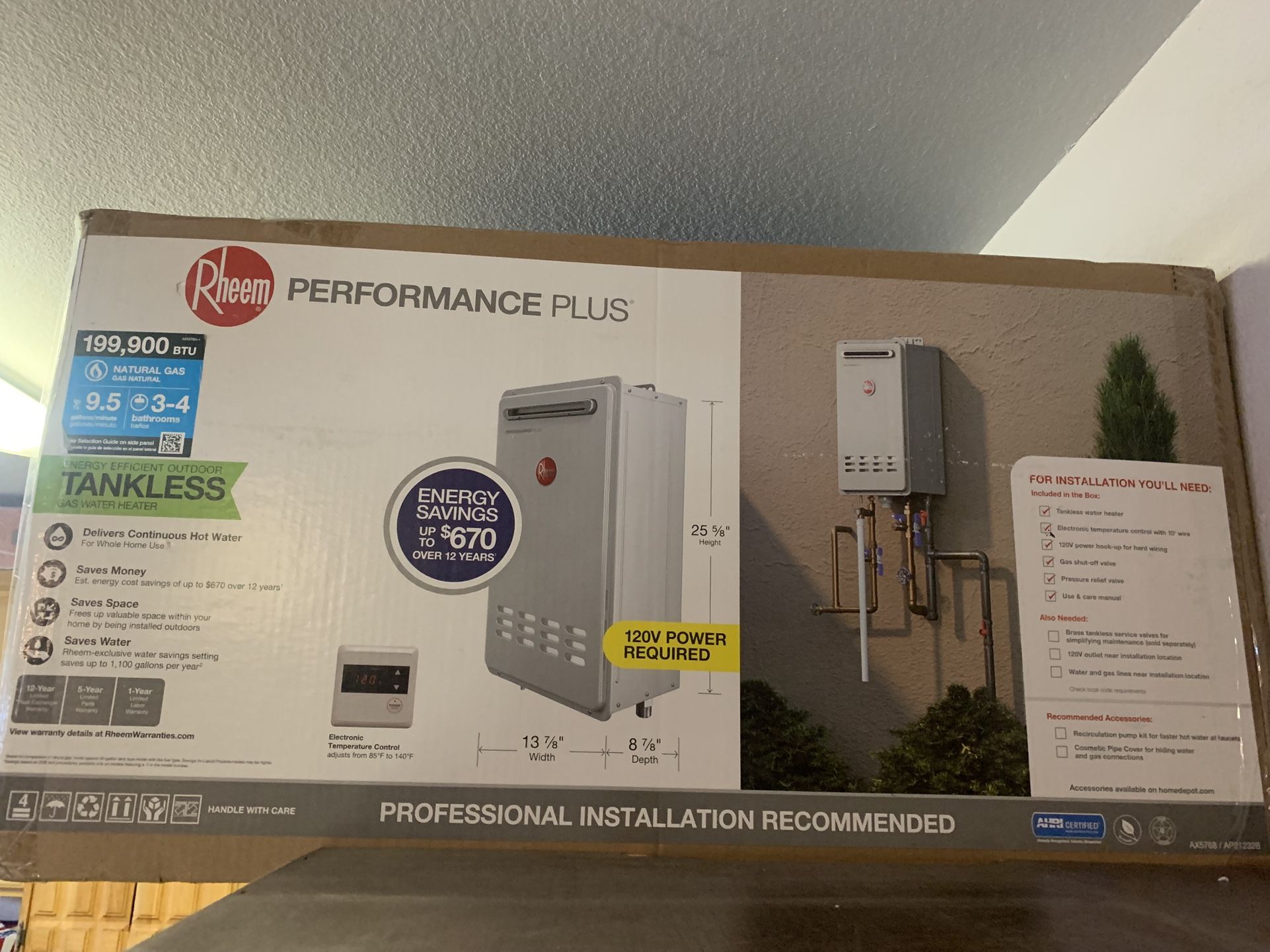 Rheem Performance Plus Energy Efficient Outdoor Tankless Water Heater