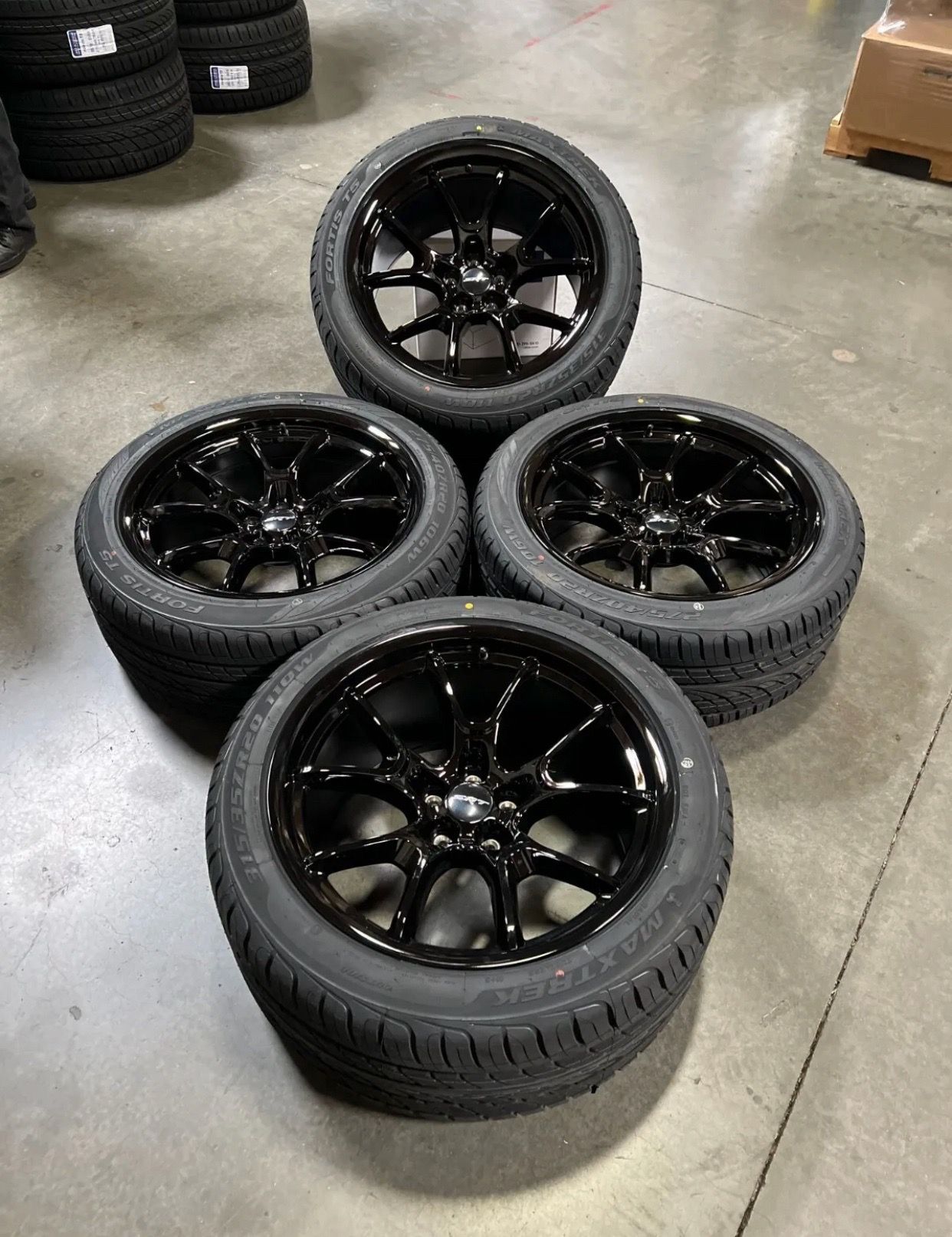 20” SRT GLOSS BLACK WHEELS + TIRES STAGGERED CHARGER CHALLENGER