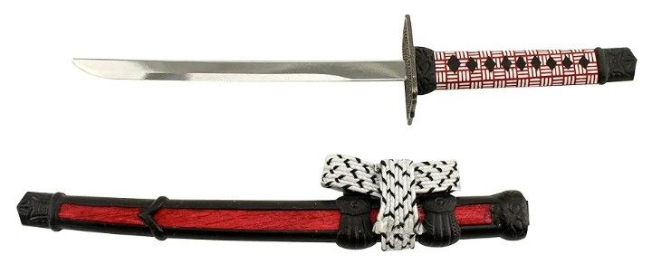 New! Red Mini Japanese Samurai Sword Letter Opener With Display Stand