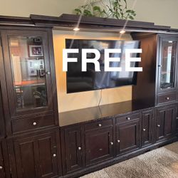 FREE- Large 6 Piece Entertainment Center, Dark Brown