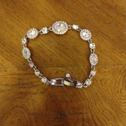 Givenchy Silver Tone Crystal Halo Link Bracelet. 7.5"