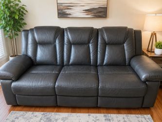 Grey Power Couch – USB Ports + Adjustable Headrests – $999 great Condition
