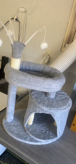 Gray Cat Tree with Condo and Perch