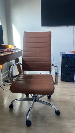 Brown Leather High-Back Office Chair