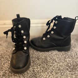 Girls Black Boots Size 2