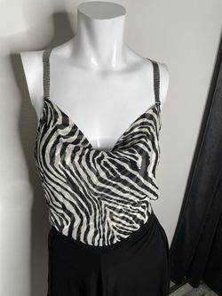 Sexy Silk Zebra Halter With Chain link Straps