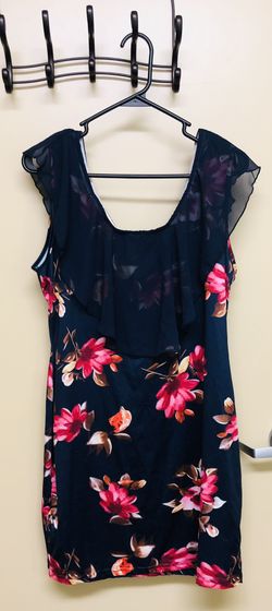 Navy blue flower dress (size medium)
