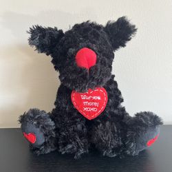 American Greetings Black Dog Plush Stuffed Animal Wuf You More Heart Love 8 Inch
