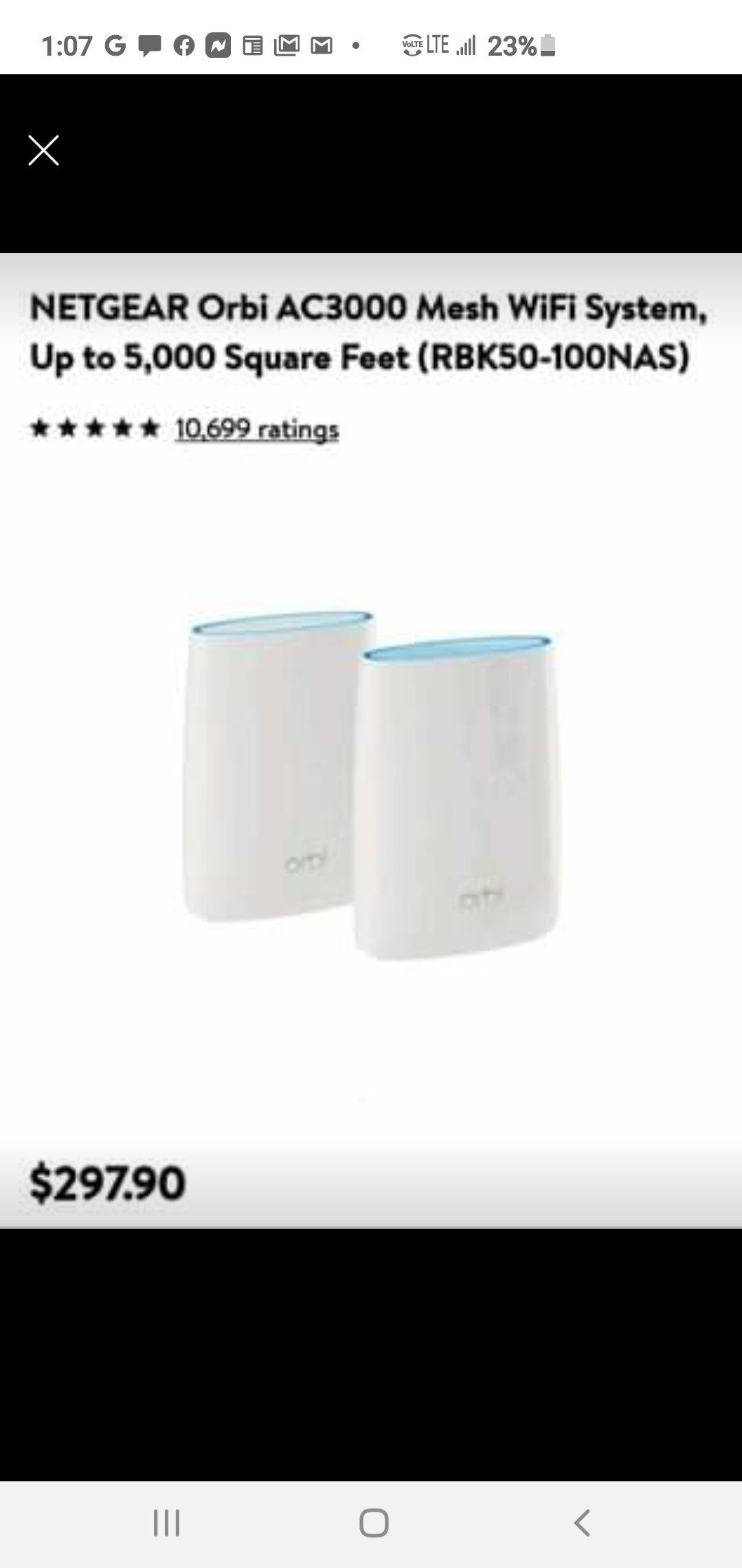 Orbi whole home wifi router 5,000 sq ft