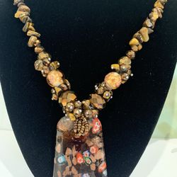 Art Glass Pendant Necklace 