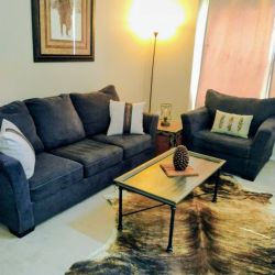 Navy Blue Sofa & Chair Set | 🚛 DELIVERY