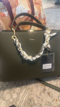 Crossi Olive Tote Bag with Chain Handle