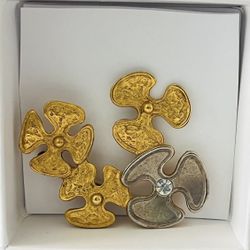 Abstract Floral Brooch Pin Signed Rachel Gera