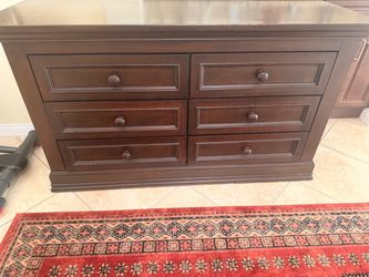 Free- Dark Cherry Wood 6-Drawer Dresser
